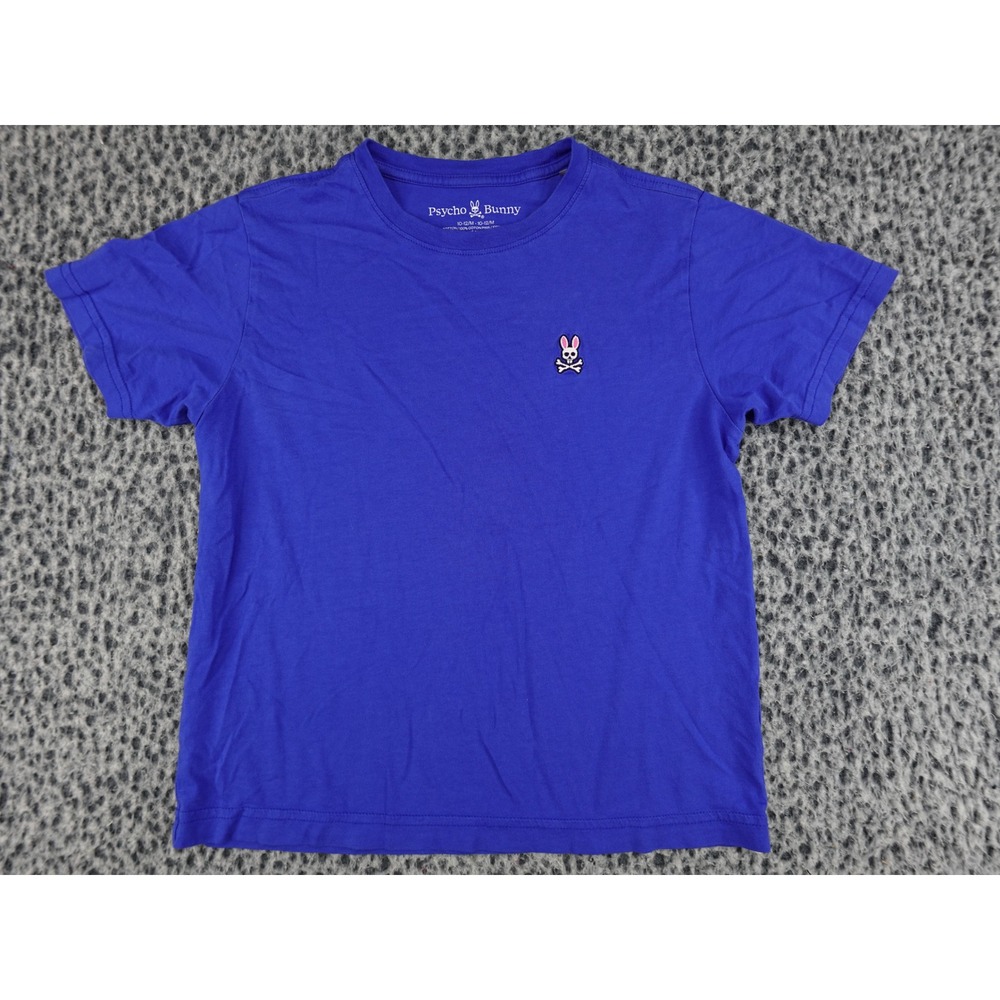 Psycho Bunny T-Shirt Boys Size 10-12 M Blue Short Sleeve Pima Cotton Logo Tee